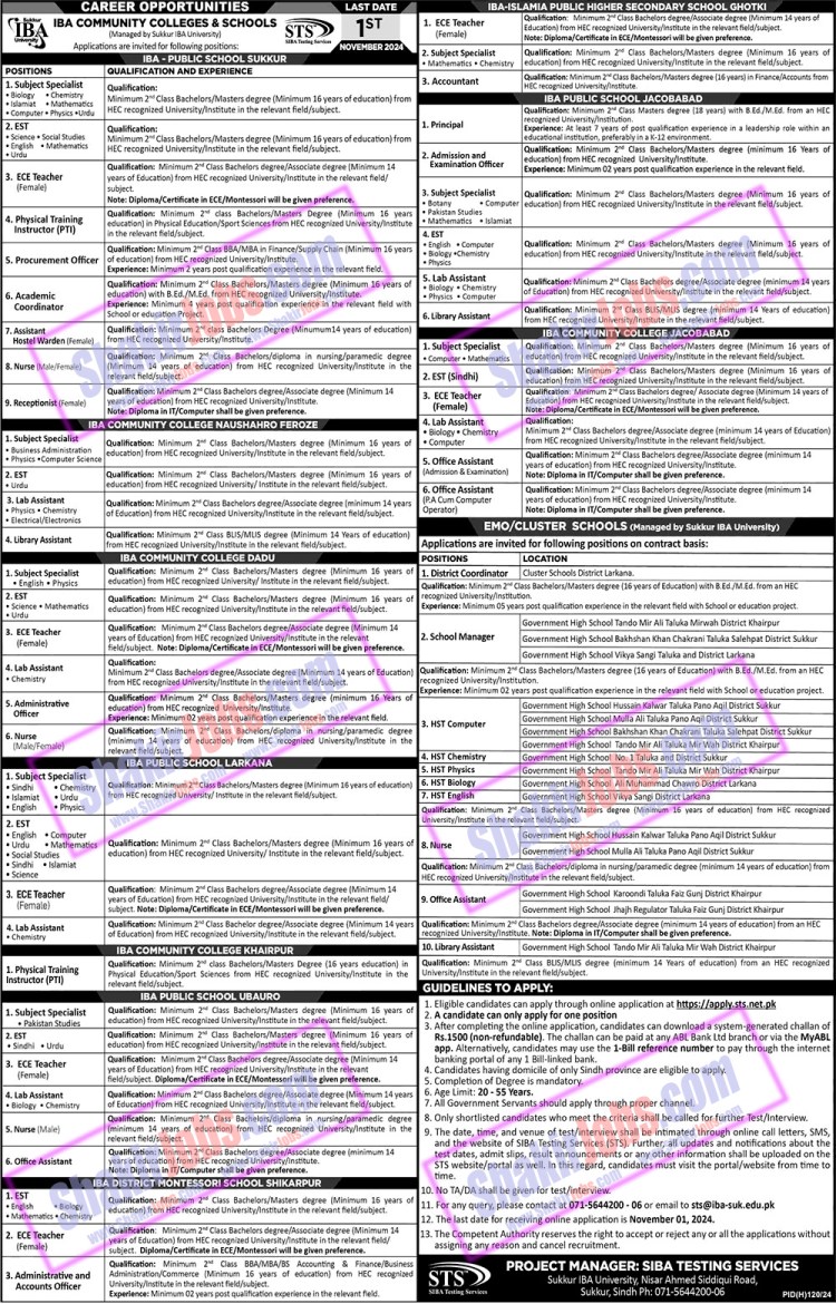 IBA Community Colleges and Schools Jobs 2024