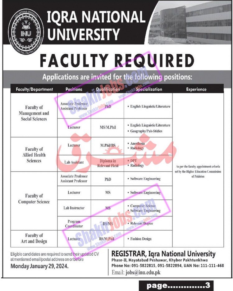 Iqra University Jobs 2024