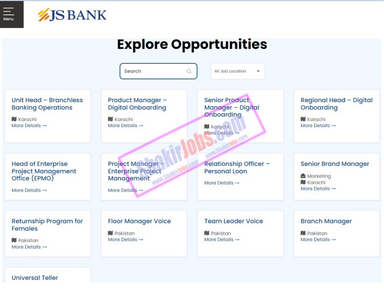 JS Bank Jobs 2024