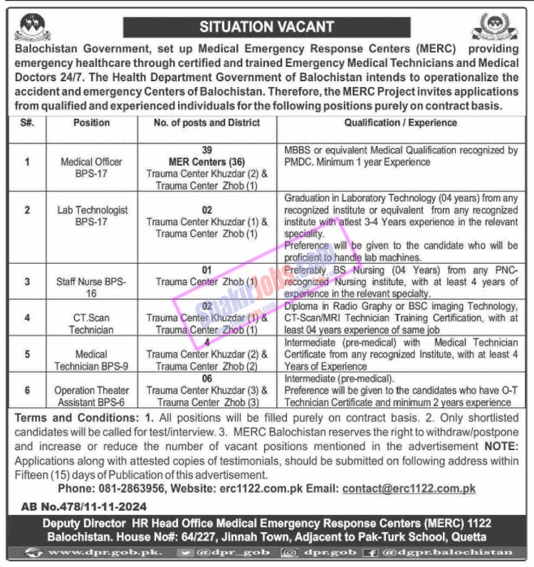 Medical Emergency Response Centers MERC Jobs 2024