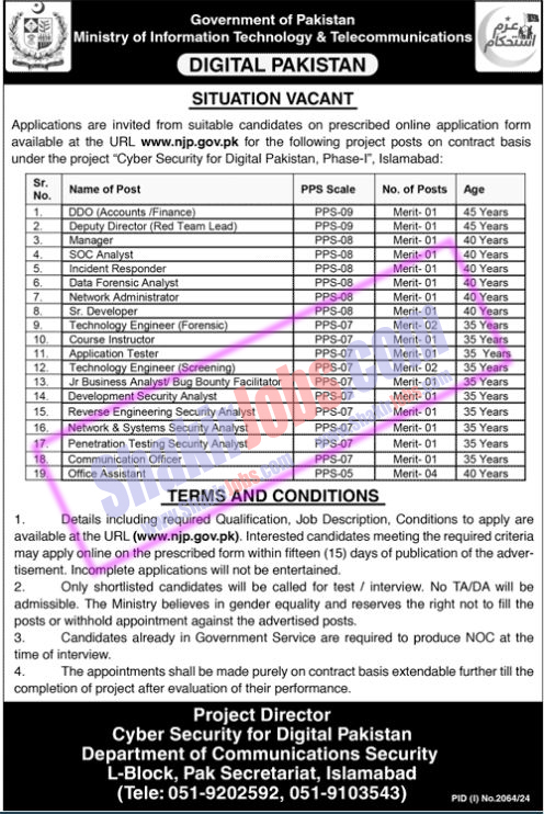 Ministry Of IT And Telecom Jobs 2024