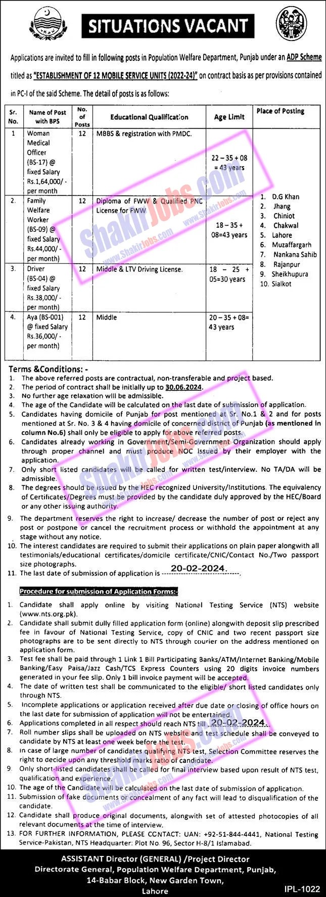 NTS Population Jobs 2024