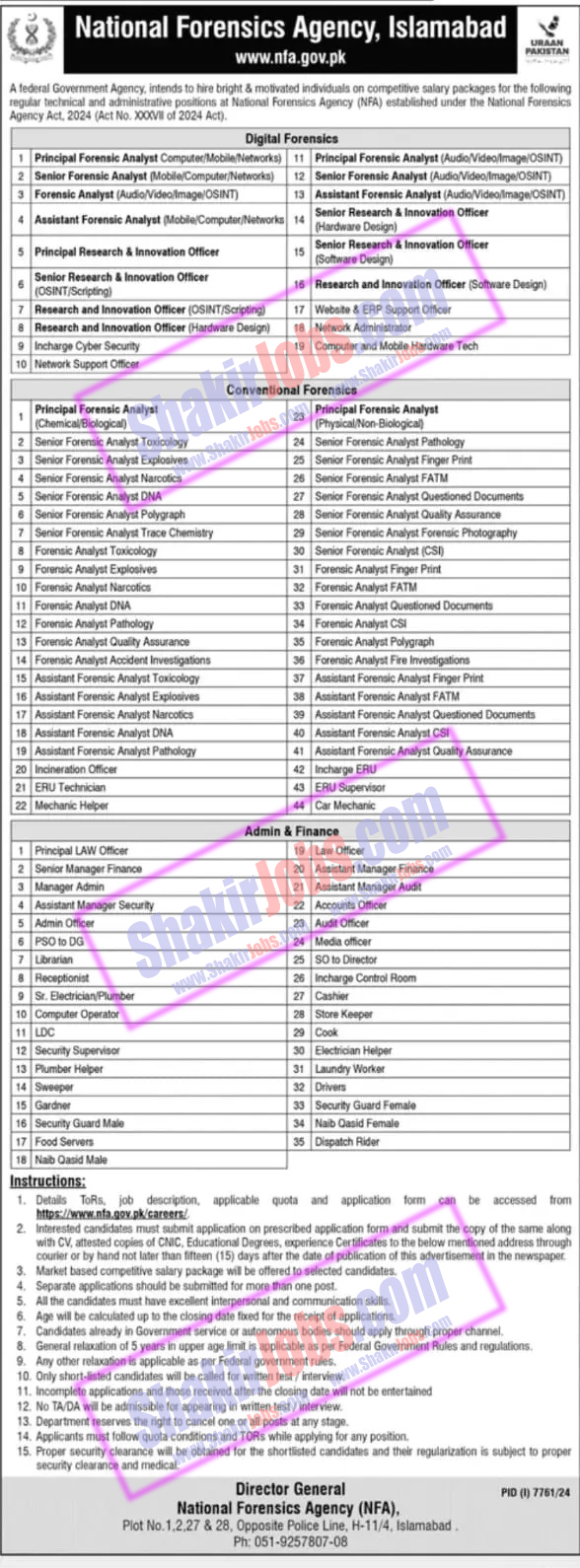 National Forensics Agency NFA Jobs 2025
