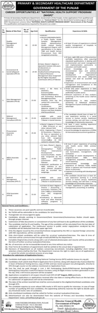 National Health Support Program NHSP Jobs 2024 Ad 2