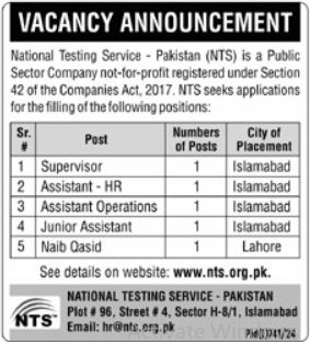 National Testing Service Pakistan NTS Jobs 2024