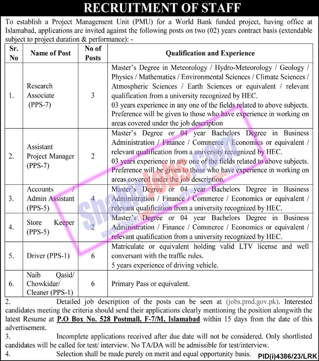 PMD Jobs 2024 Pakistan Meteorological Department 2