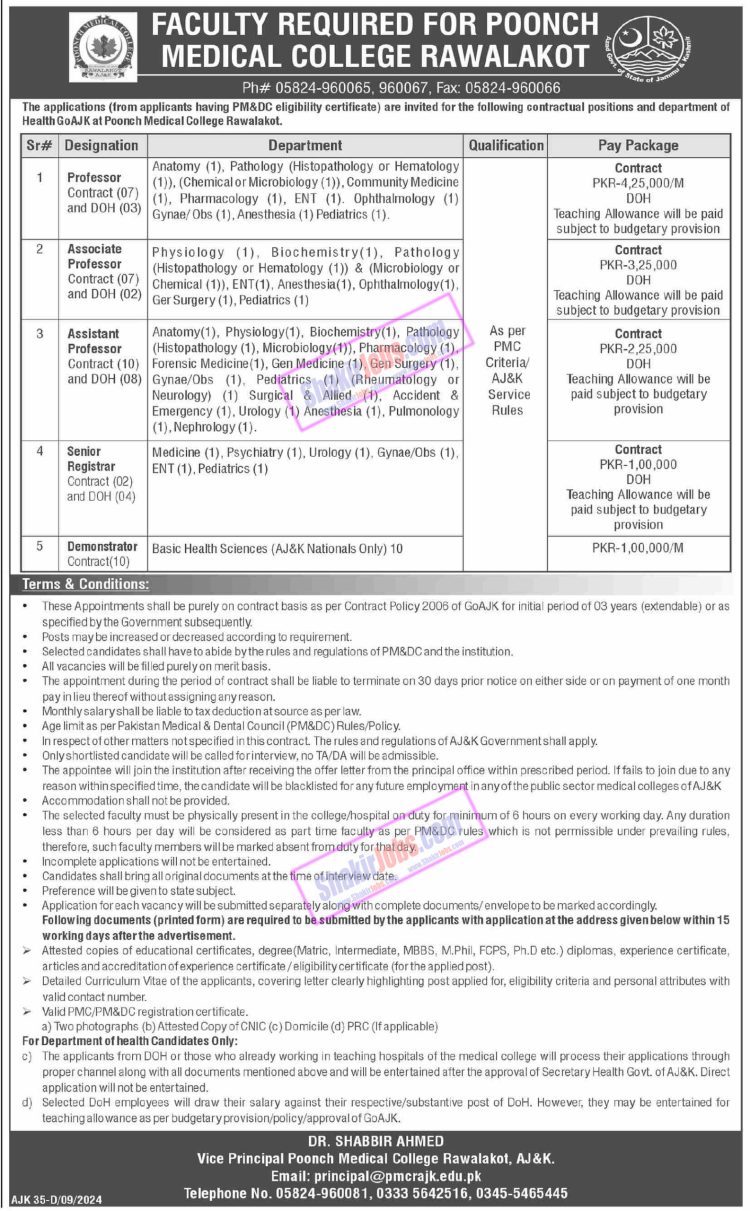 Poonch Medical College Jobs 2024