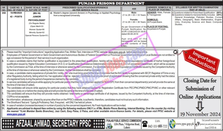 Punjab Jail Police Jobs 2024