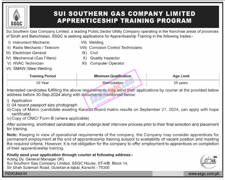 Sui Gas New Jobs 2024