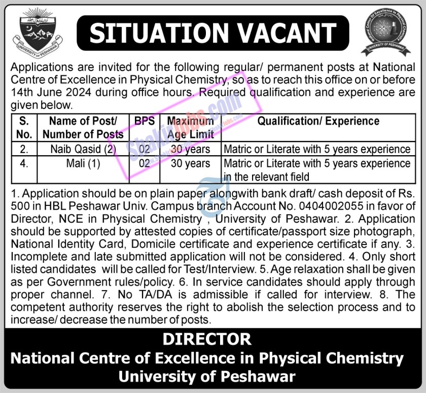 University of Peshawar Jobs 2024